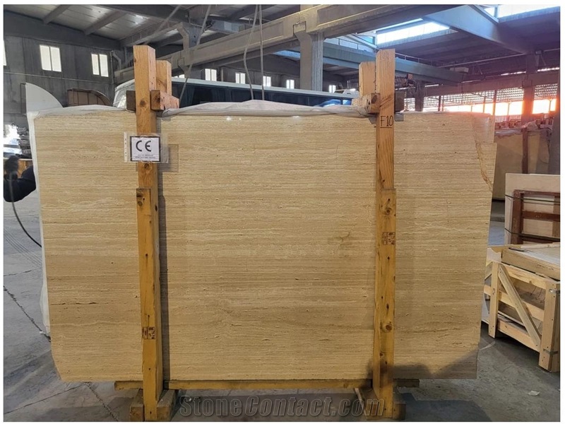 Cross Cut Denizli Travertine Tiles, Vein Cut Slabs