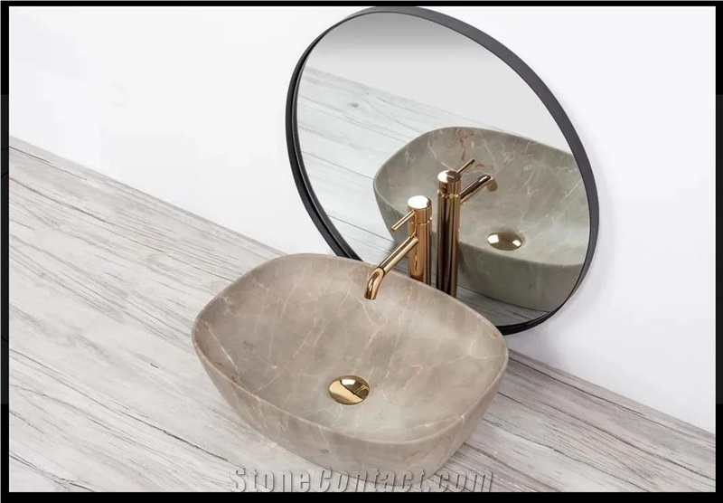 Hellia Beige Solid Surface Artificial Marble Wash Basin
