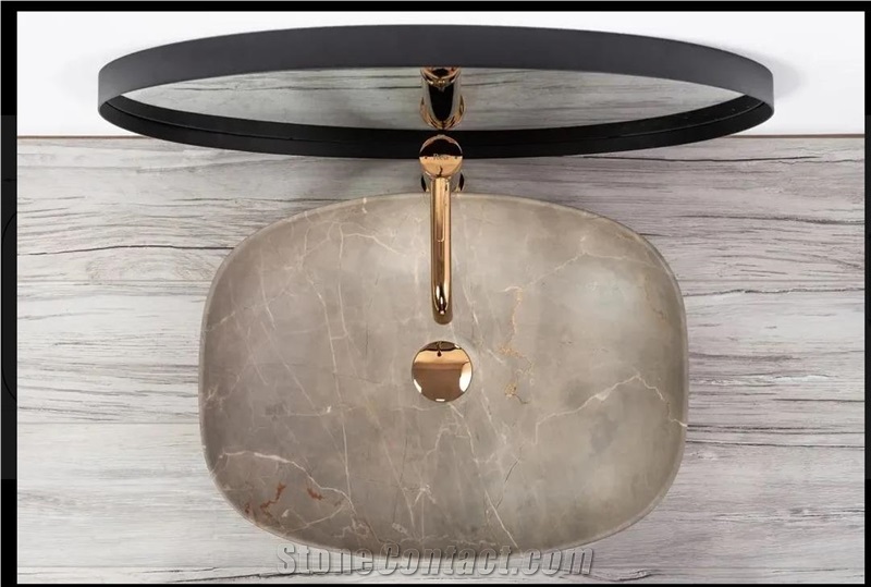 Hellia Beige Solid Surface Artificial Marble Wash Basin