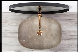 Hellia Beige Solid Surface Artificial Marble Wash Basin