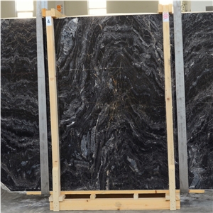 Black Golden River Marble Slabs
