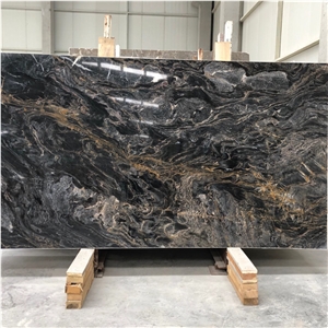Black Golden River Marble Slabs