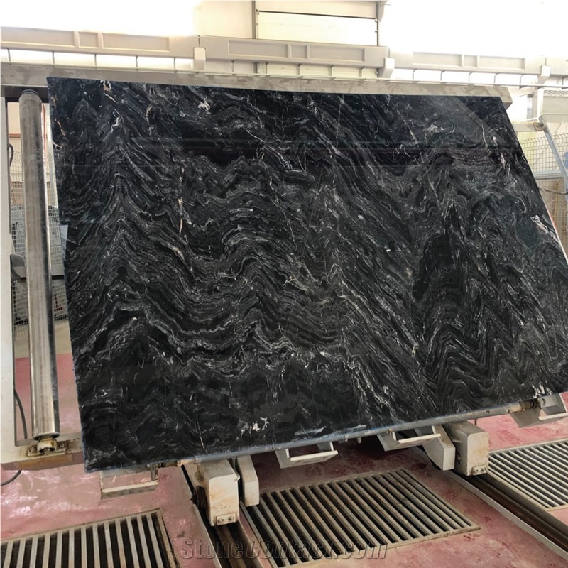 Black Golden River Marble Slabs