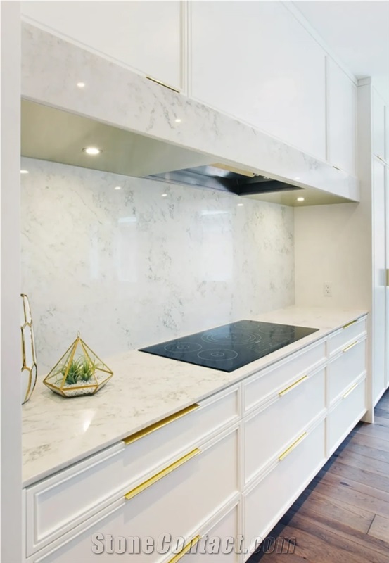 London Sky Quartz Backsplash, 2Cm Corain Quartz Countertop