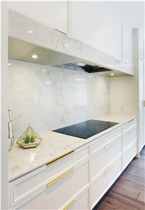 London Sky Quartz Backsplash, 2Cm Corain Quartz Countertop