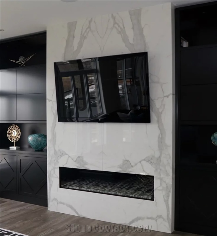 Porcelain Fireplace Surround 12Mm Sapienstone Whit Calacatta