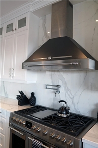 White Calacatta Polished Kitchen Countertop