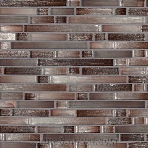 Akaya Copper Interlocking Glass Mosaic Tiles