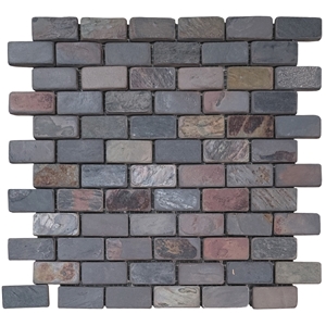 1" X 2" California Gold Slate Mosaic Tile