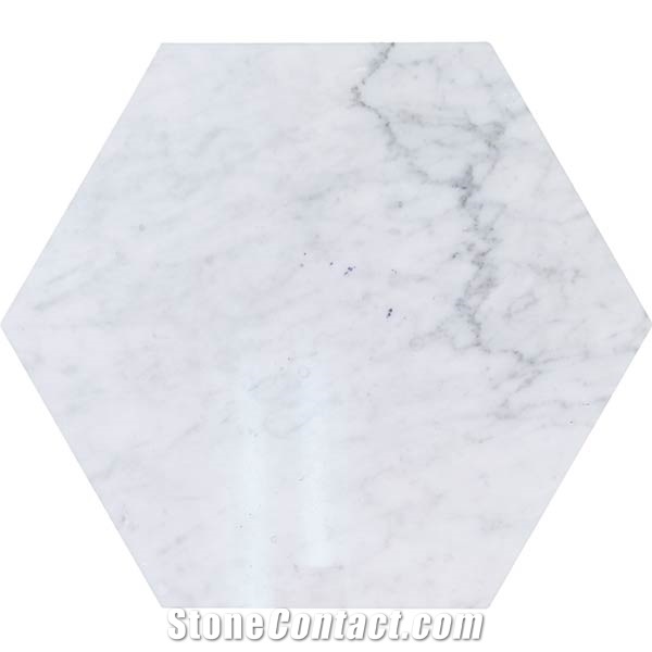 12" X 12" Carrara Hexagon Polished Marble Tiles