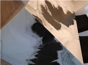 Panda White Marble With Black Swirl Pattern Kitchen Top