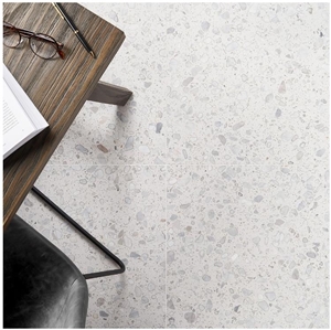 Italy Sacra Bianco White 24X24 Honed Terrazzo Tiles