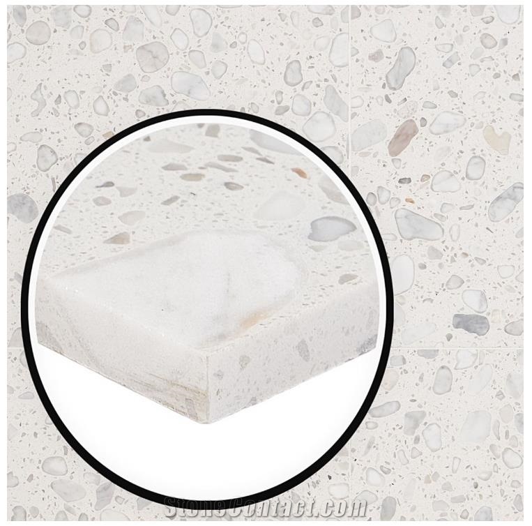 Italy Sacra Bianco White 24X24 Honed Terrazzo Tiles