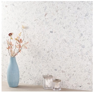 Italy Sacra Bianco White 24X24 Honed Terrazzo Tiles