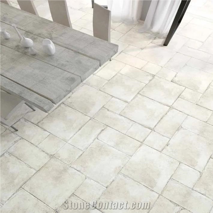 Seville Olimpia White 12X24 Travertine Look Matte Porcelain Tiles
