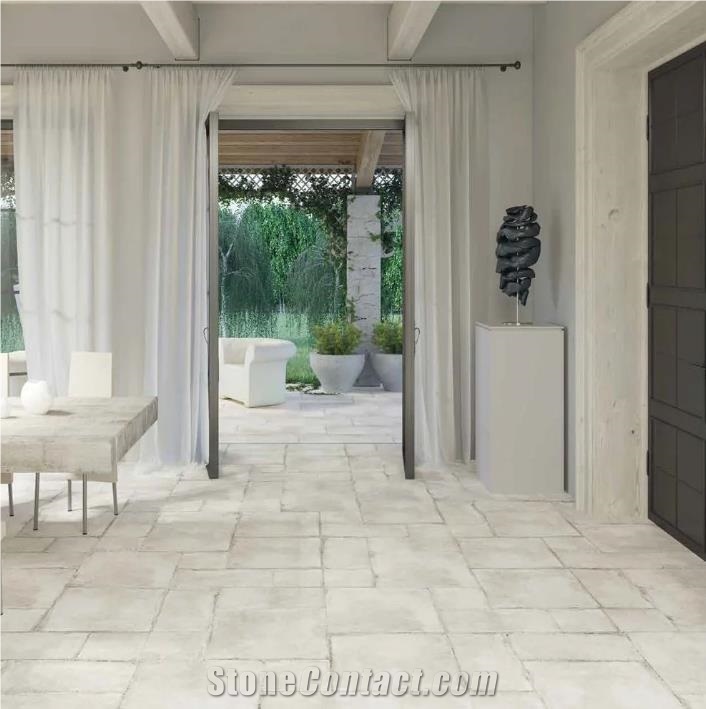 Seville Olimpia White 12X24 Travertine Look Matte Porcelain Tiles