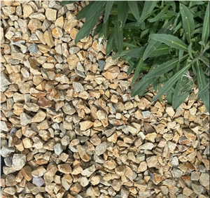 Golden Beige Quartzite Pebbles, Crushed Chips- Bulk Bag