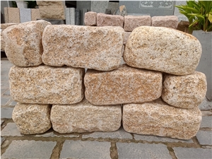 Vietnam Yellow Granite Cobble Stone, Pavers, Cube Stone