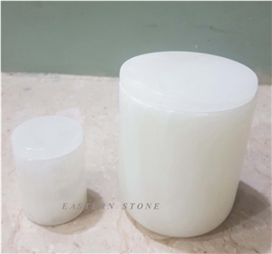 WHITE MONO ONYX STONE CANDLE JARS, CANDLE HOLDER, T-LIGHTS