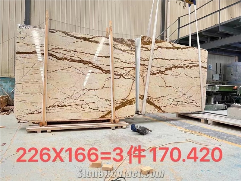 Golden Dragon Sofitel Gold Marble Bookmatching Slabs & Tiles