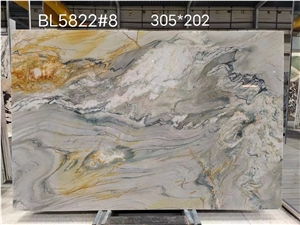 Grey Black Ground With Gold White Vein Natural Quartzite Stone Slab Grey Black Ground With Gold White Vein Natural Quartzite Stone Slab