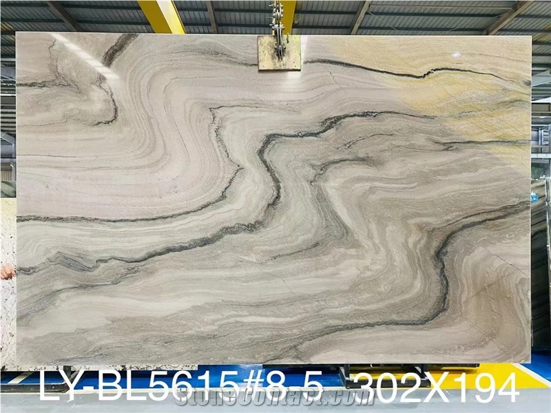Grey Black Ground With Gold White Vein Natural Quartzite Stone Slab