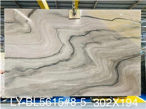 Grey Black Ground With Gold White Vein Natural Quartzite Stone Slab