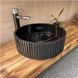 Lauren Black Golden Marble Bathroom Sink With Good Price