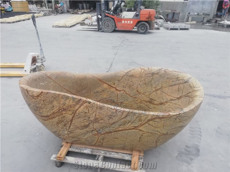 Rain Forest Brown Marble Free Standing Bathtubs