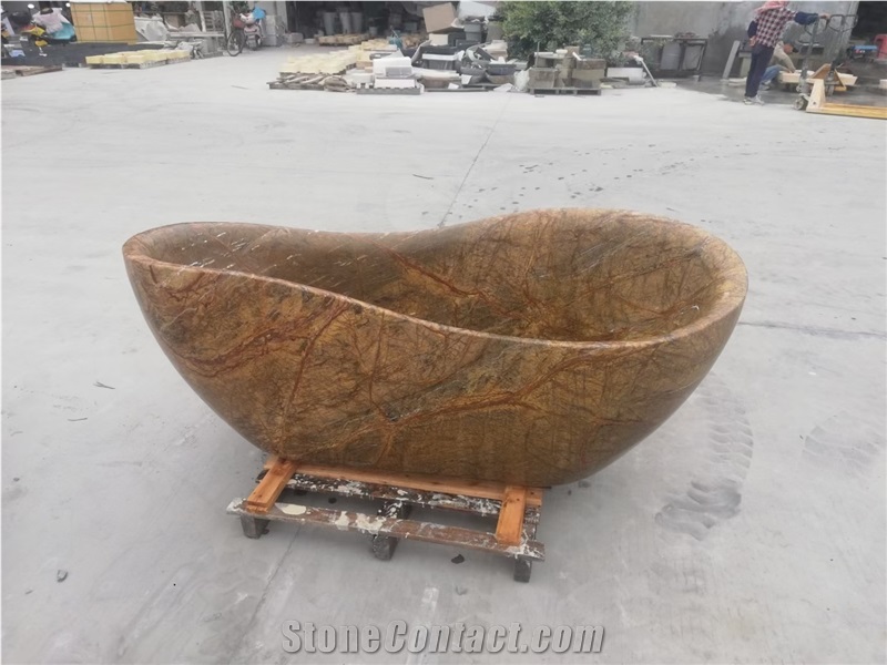 Rain Forest Brown Marble Free Standing Bathtubs