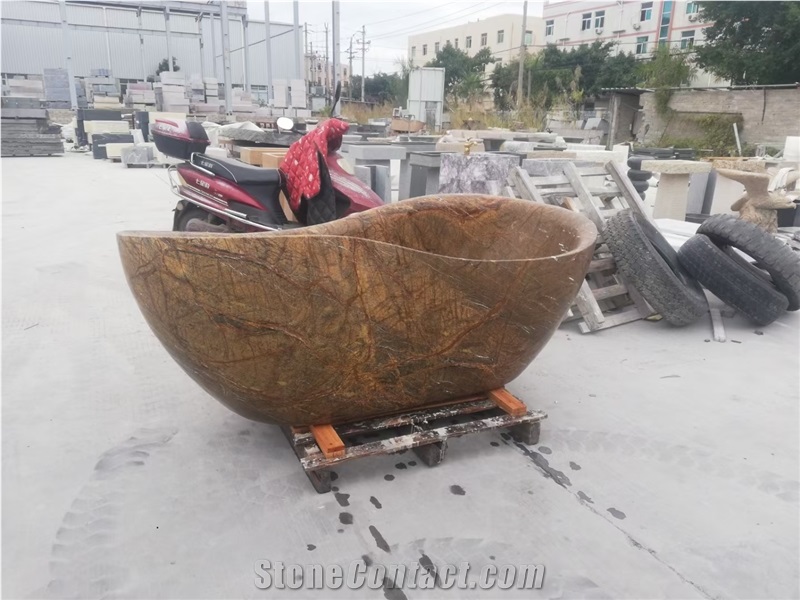 Rain Forest Brown Marble Free Standing Bathtubs