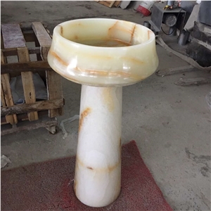 White Onyx Pedestal Wash Basin Polished With Good Price White Onyx Pedestal Wash Basin Polished With Good Price