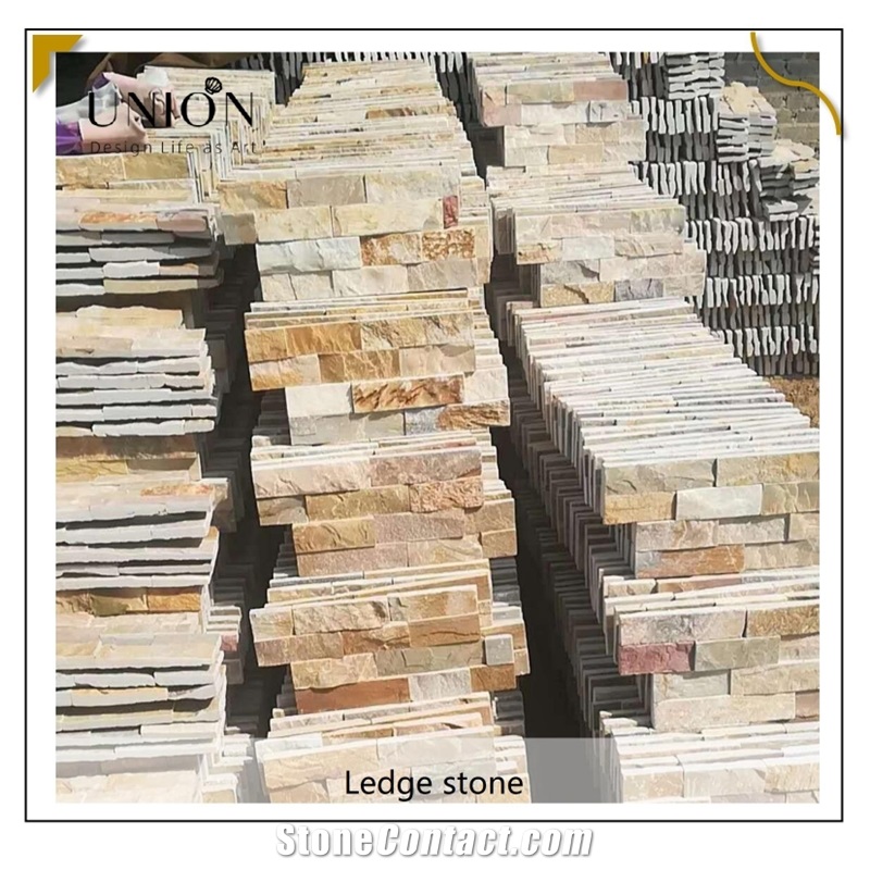 UNION DECO Yellow Beige Slate Wall Cladding Stone Panel Tile