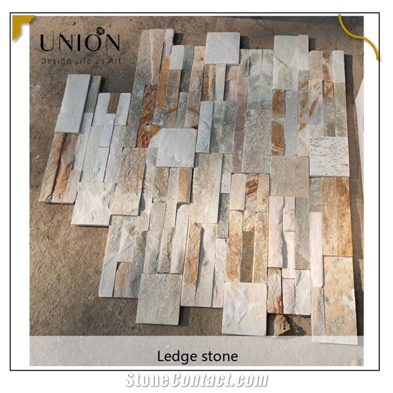 UNION DECO Yellow Beige Slate Wall Cladding Stone Panel Tile