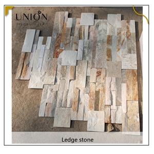 UNION DECO Yellow Beige Slate Wall Cladding Stone Panel Tile