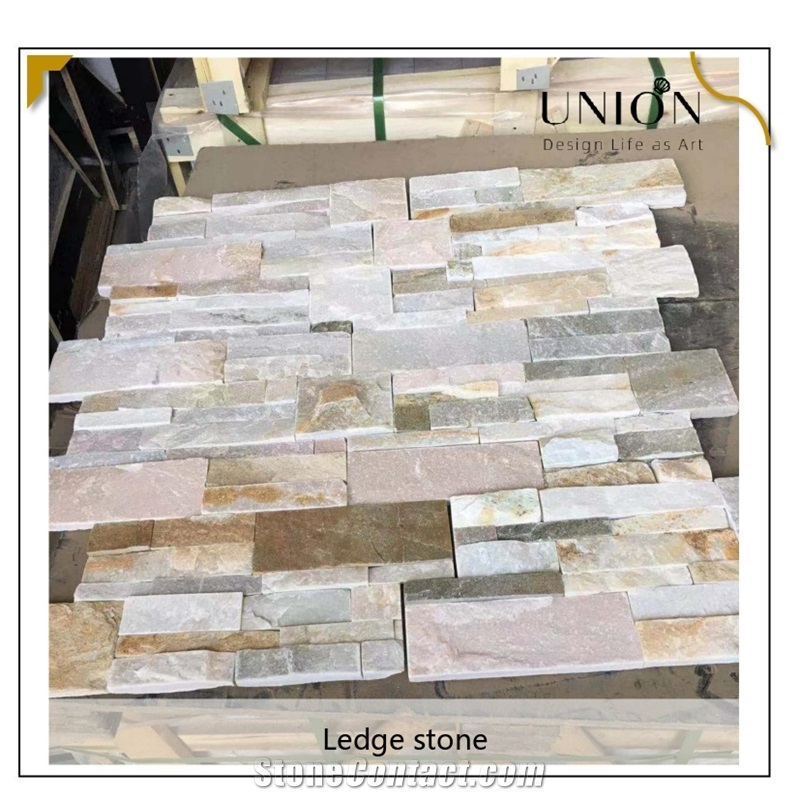 UNION DECO Yellow Beige Slate Wall Cladding Stone Panel Tile