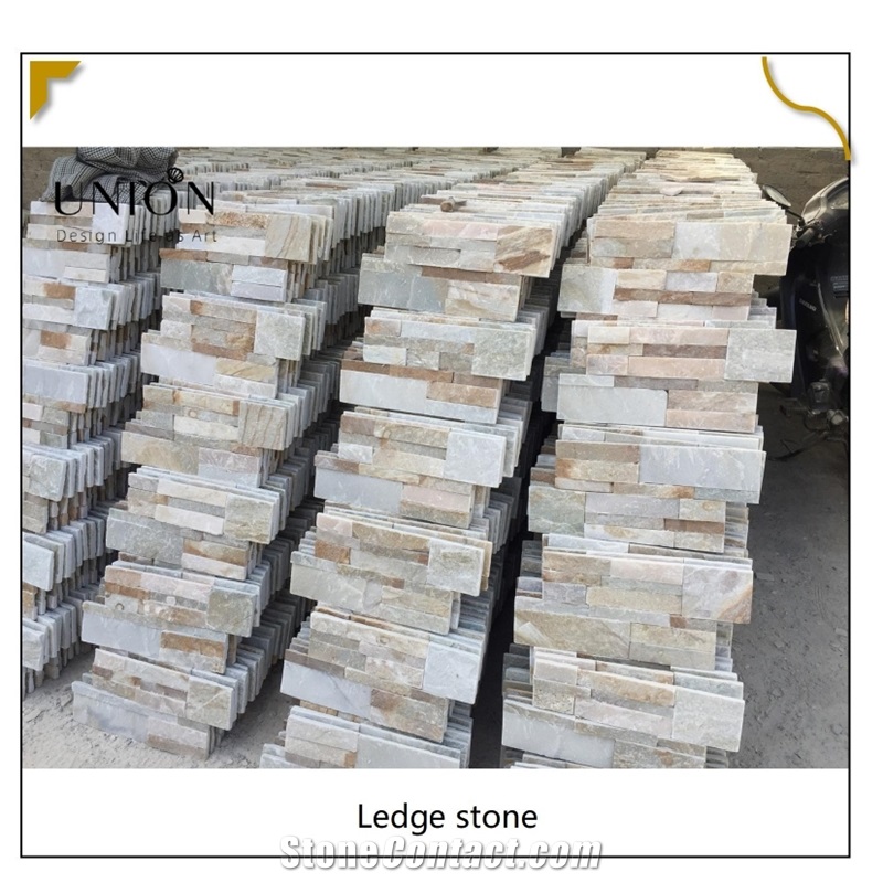UNION DECO Yellow Beige Slate Wall Cladding Stone Panel Tile