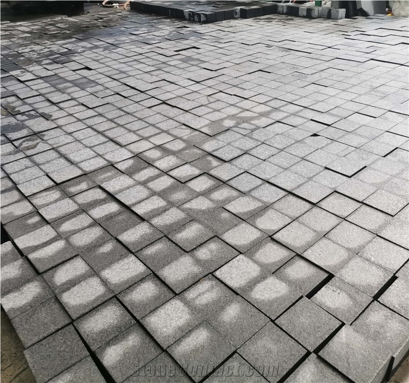 Black Flamed Cubic Landscaping Walkway Cube Stone