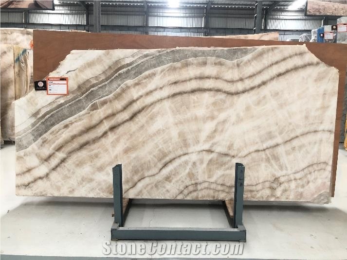 Cheap White Wooden Onyx Slabs Bathroom Tile Thickness 18Mm