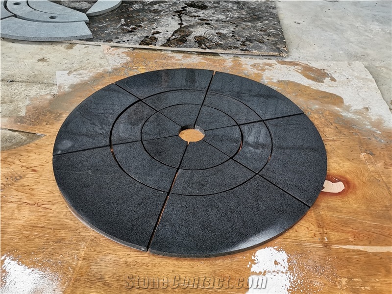 China Bluestone Hainan Black Circle Paving For Outdoor