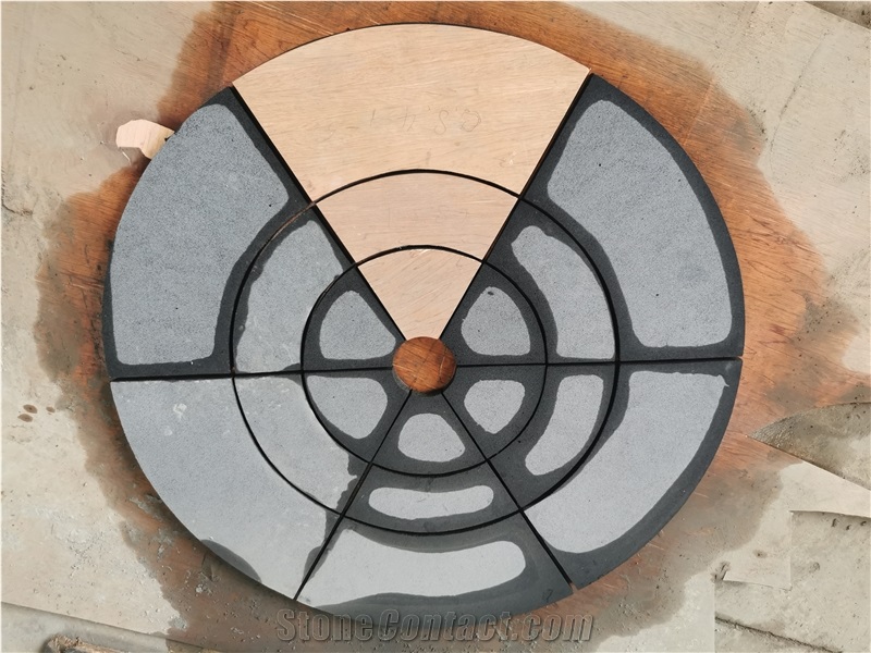 China Bluestone Hainan Black Circle Paving For Outdoor