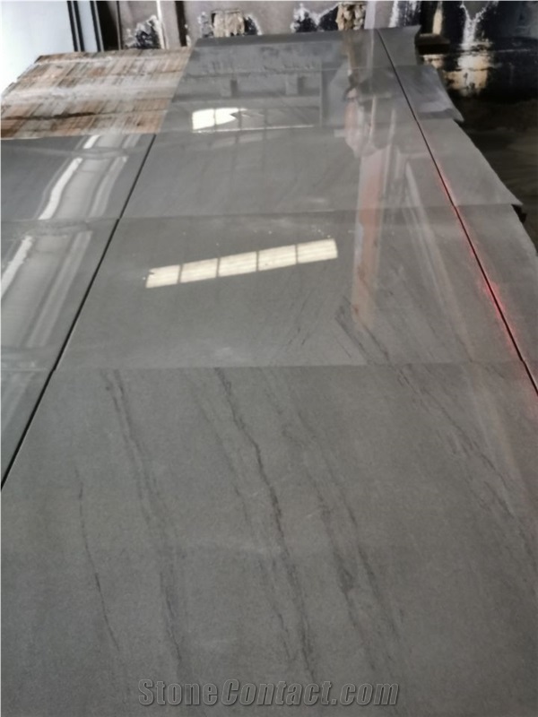 Cyan Grey Sandstone Textured Wall Tiles