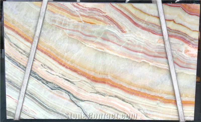 Factory Supply Rainbow Onyx Slabs Bookmatch Tiles