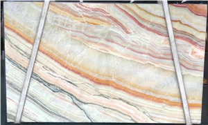 Factory Supply Rainbow Onyx Slabs Bookmatch Tiles