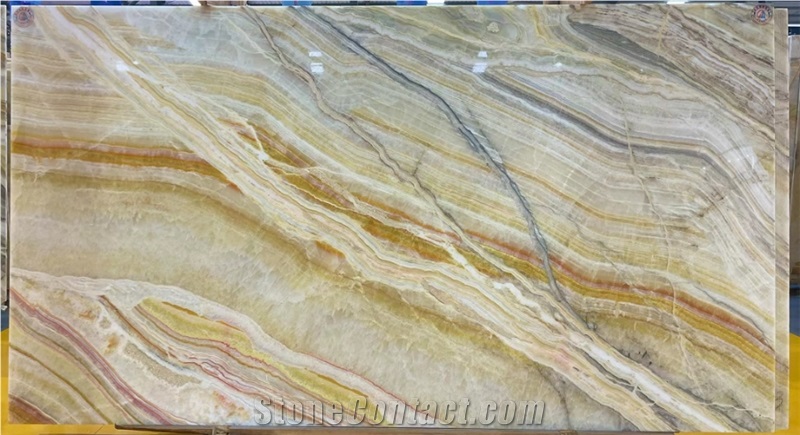 Factory Supply Rainbow Onyx Slabs Bookmatch Tiles