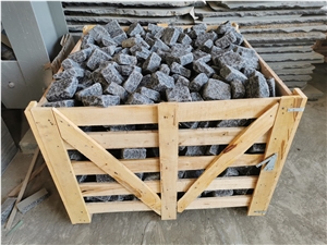 G684 Black Basalt Cobbels 6 Sides Natural Split And Tumbled