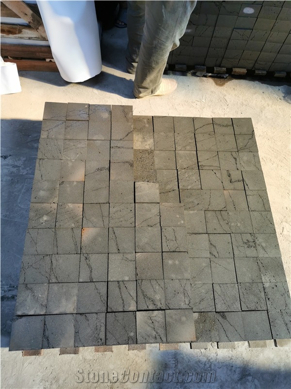 Hainan Black Basalt Ant-Line Cobbles Pavers For Driveway Park Roadway