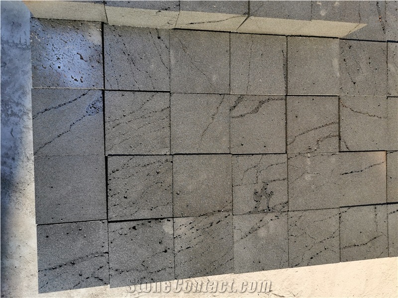 Hainan Black Basalt Ant-Line Cobbles Pavers For Driveway Park Roadway
