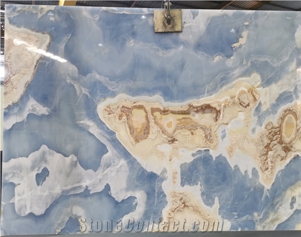Highly Polished Blue Onyx For Wall Decoration