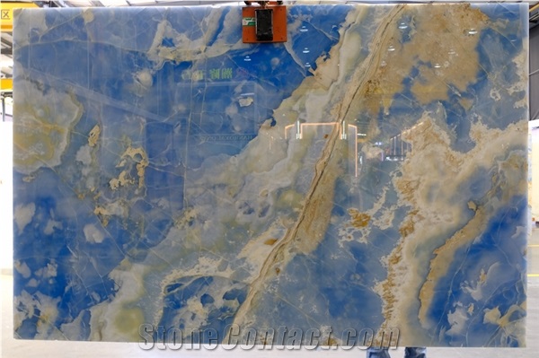 Highly Polished Blue Onyx For Wall Decoration